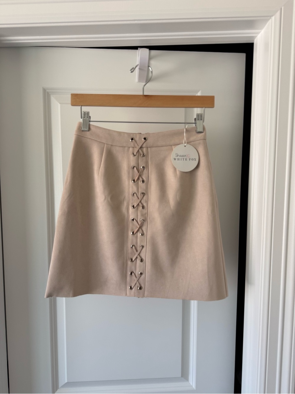 White Fox Boutique Blush Lace-Up A-Line Skirt